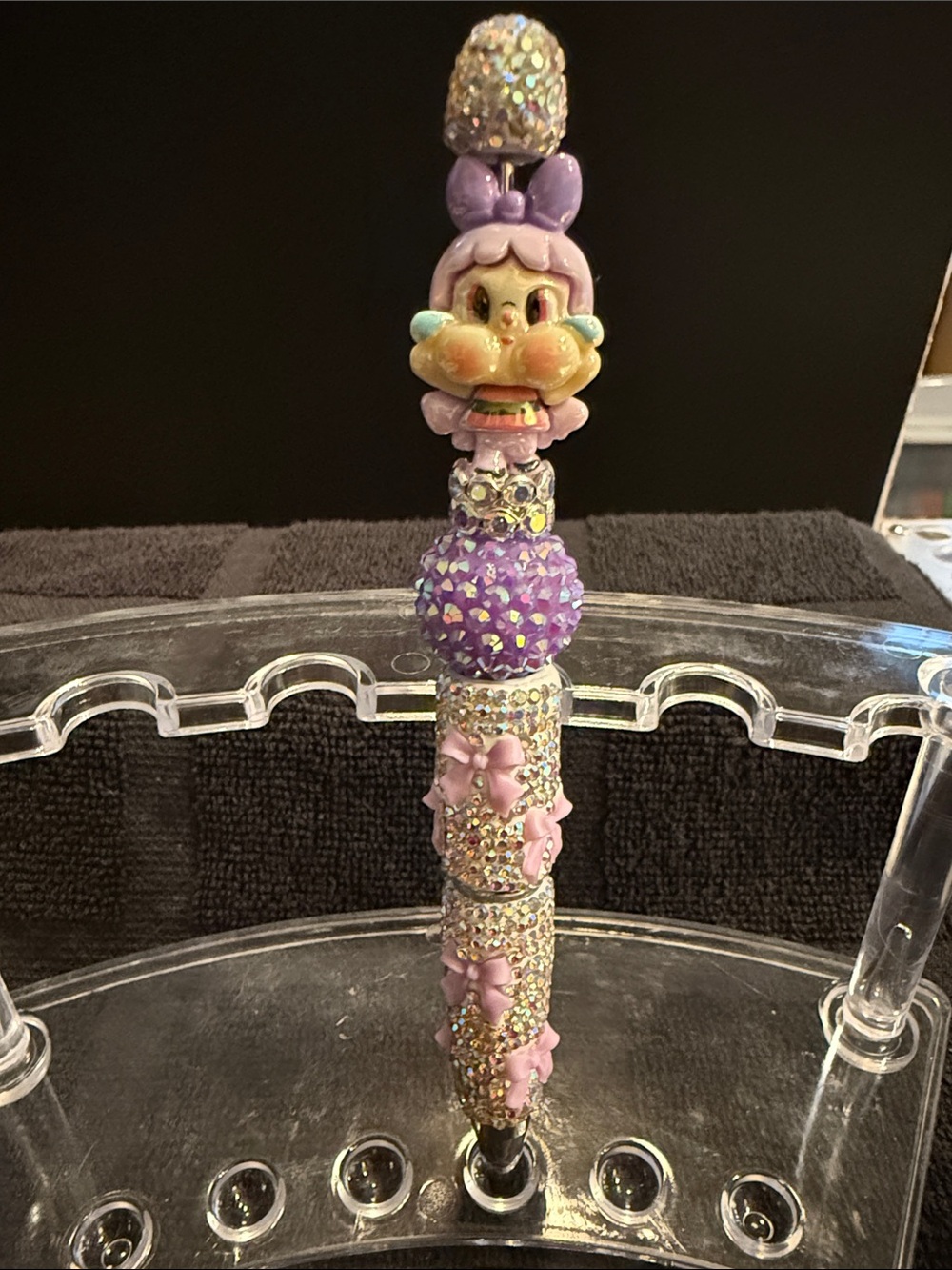 Decorative Purple Bow Crystal Ballpoint Pen - Unbranded
